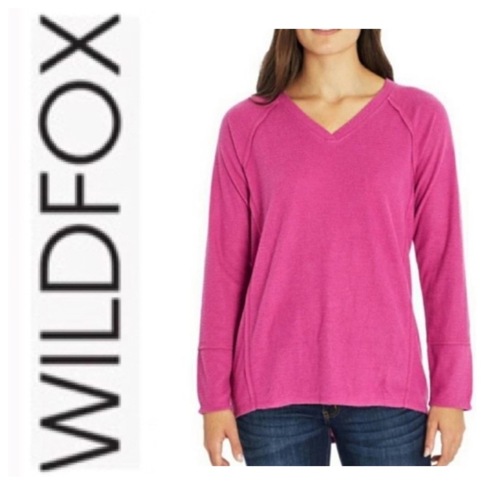 WILDFOX HALEY LONG SLEEVE V NECK PULLOVER TOP. SIZE LARGE